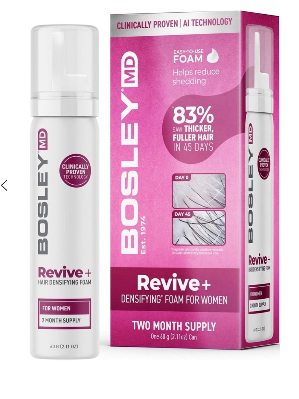 Bosley MD Revive+ Densifying Foam for Women — Pink